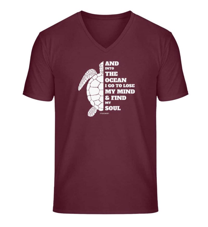 And into the Ocean - Unisex Bio V T-Shirt - burgundy