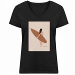 Boho Beachgirl – Damen Bio V T-Shirt – black