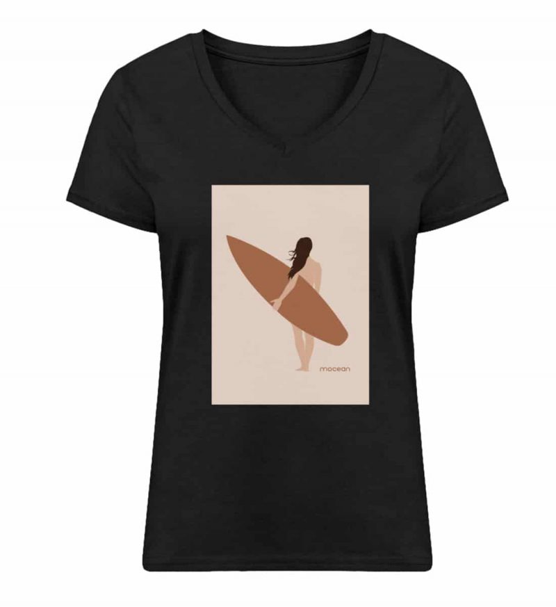 Boho Beachgirl - Damen Bio V T-Shirt - black