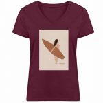 Boho Beachgirl – Damen Bio V T-Shirt – burgundy