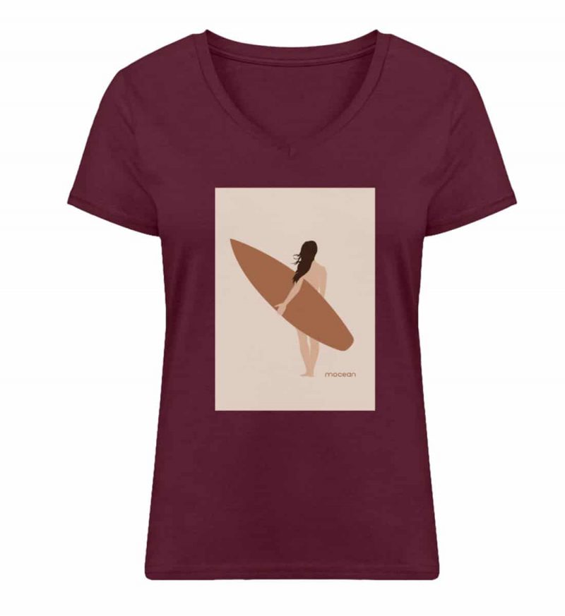 Boho Beachgirl - Damen Bio V T-Shirt - burgundy