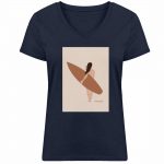 Boho Beachgirl – Damen Bio V T-Shirt – french navy