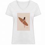 Boho Beachgirl – Damen Bio V T-Shirt – white