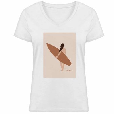 Boho Beachgirl - Damen Bio V T-Shirt - white