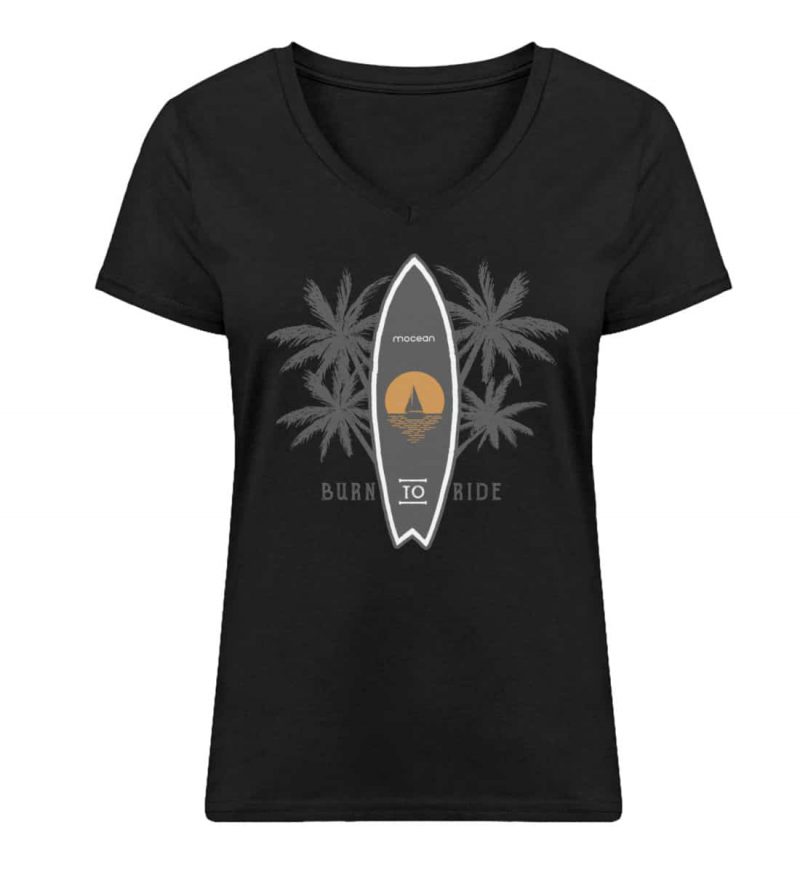 Burn To Ride - Damen Bio V T-Shirt - black