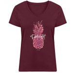 Delight – Damen Bio V T-Shirt – burgundy