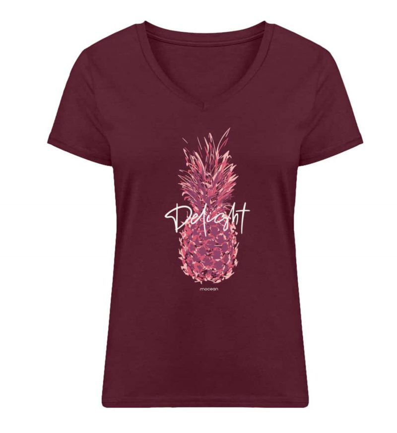 Delight - Damen Bio V T-Shirt - burgundy