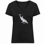 Dolphin – Damen Bio V T-Shirt – black