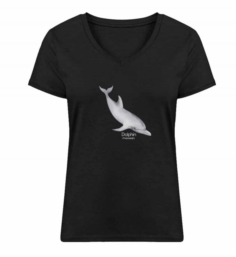 Dolphin - Damen Bio V T-Shirt - black