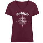 Fernweh – Damen Bio V T-Shirt – burgundy