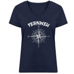 Fernweh – Damen Bio V T-Shirt – french navy