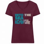 Into the Sea – Damen Bio V T-Shirt – burgundy