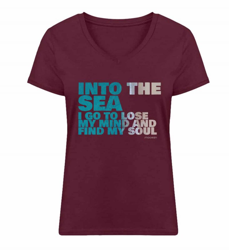 Into the Sea - Damen Bio V T-Shirt - burgundy
