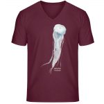 Jelly Fish – Unisex Bio V T-Shirt – burgundy