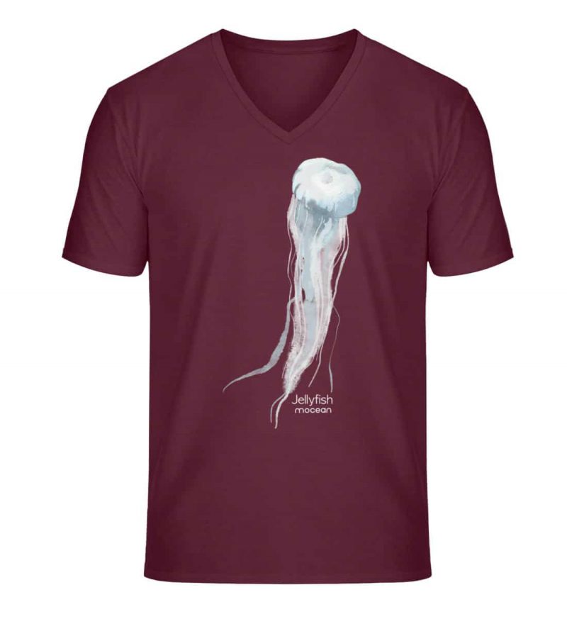 Jelly Fish - Unisex Bio V T-Shirt - burgundy
