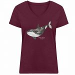 Killer Whale – Damen Bio V T-Shirt – burgundy