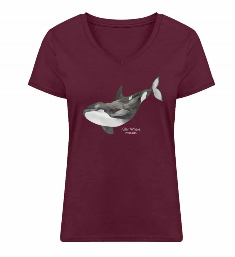 Killer Whale - Damen Bio V T-Shirt - burgundy