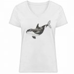 Killer Whale – Damen Bio V T-Shirt – white