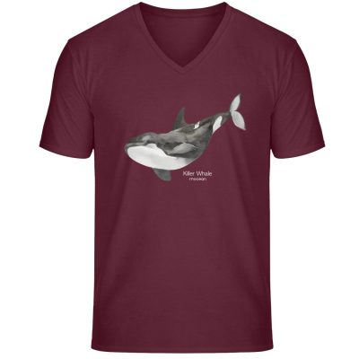 Killer Whale - Unisex Bio V T-Shirt - burgundy