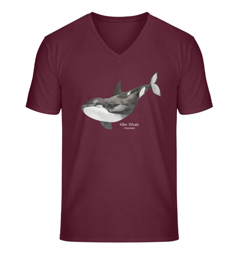 Killer Whale - Unisex Bio V T-Shirt - burgundy