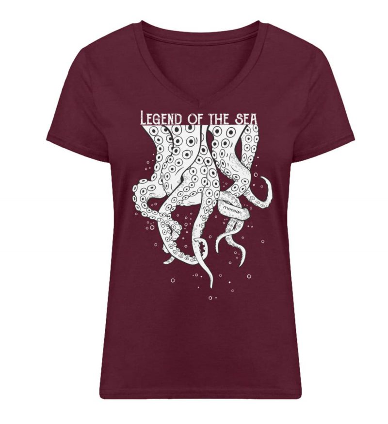 Legend of the Sea - Damen Bio V T-Shirt - burgundy