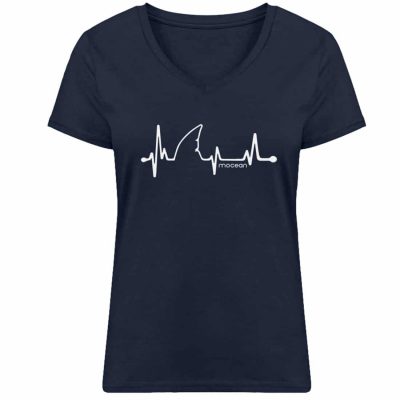 Love Shark - Damen Bio V T-Shirt - frenchnavy