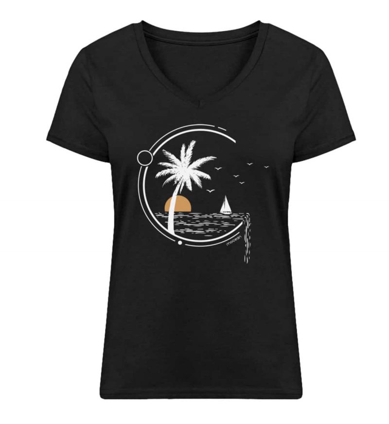 Meeresleben - Damen Bio V T-Shirt - black