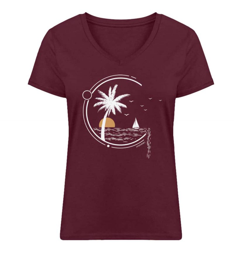 Meeresleben - Damen Bio V T-Shirt - burgundy