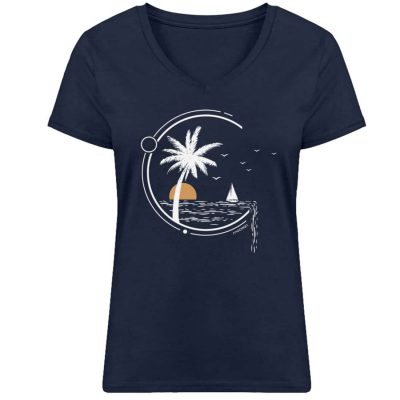 Meeresleben - Damen Bio V T-Shirt - french navy