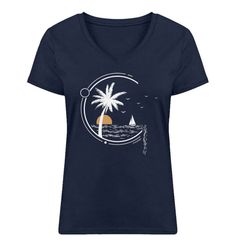 Meeresleben - Damen Bio V T-Shirt - french navy
