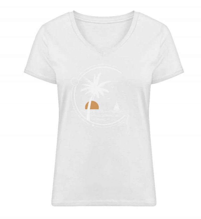 Meeresleben - Damen Bio V T-Shirt - white