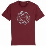 Organic T-Shirt “Fischkreis” aus Bio Baumwolle in Burgundy
