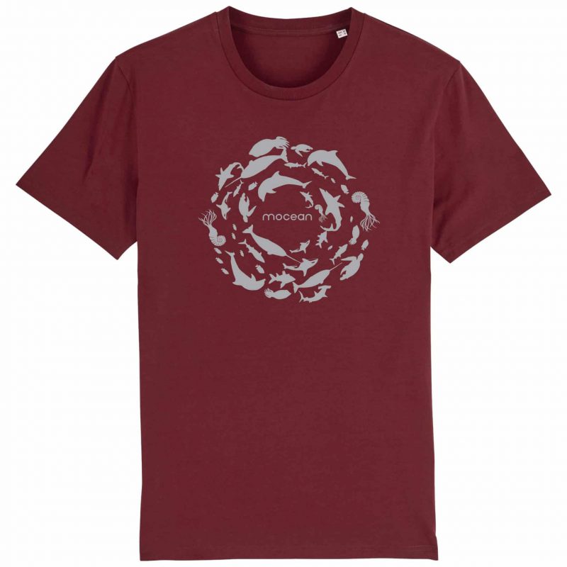 Unisex T-Shirt aus Biobaumwolle - "Fischkreis" in burgundy