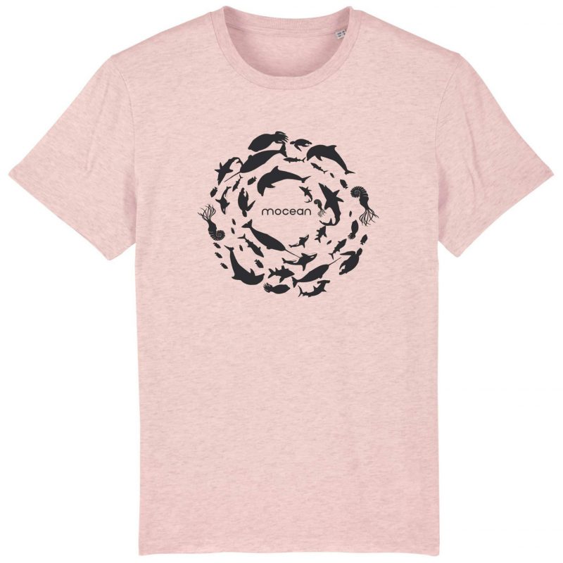 Unisex T-Shirt aus Biobaumwolle - "Fischkreis" in cream heather pink