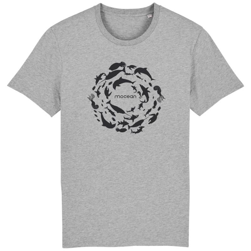 Unisex T-Shirt aus Biobaumwolle - "Fischkreis" in heather grey