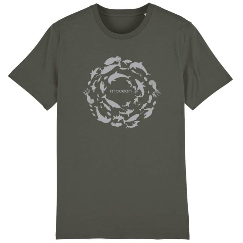 Unisex T-Shirt aus Biobaumwolle - "Fischkreis" in Khaki