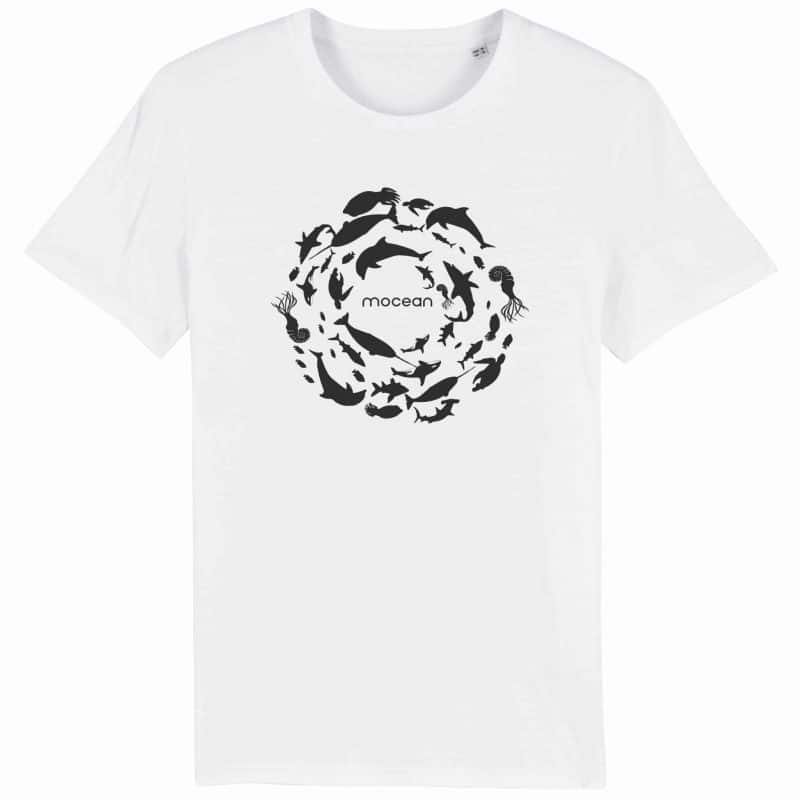 Unisex T-Shirt aus Biobaumwolle - "Fischkreis" in Weiß