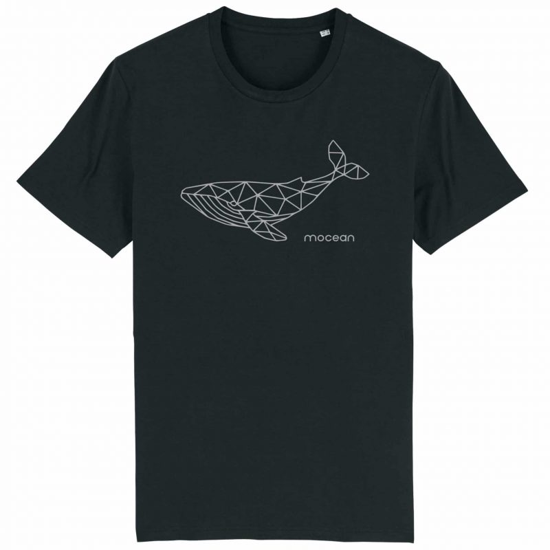 Unisex T-Shirt aus Biobaumwolle - "Geometrischer Wal" - black