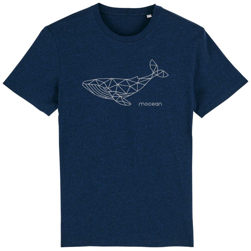 Unisex T-Shirt aus Biobaumwolle - "Geometrischer Wal" - black heather blue