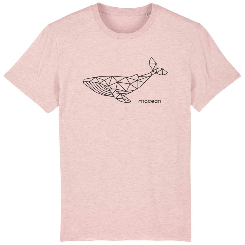 Unisex T-Shirt aus Biobaumwolle - "Geometrischer Wal" - cream heather pink