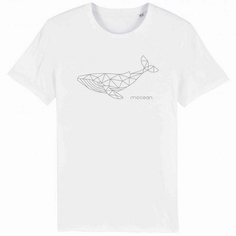 Unisex T-Shirt aus Biobaumwolle - "Geometrischer Wal" - weiß