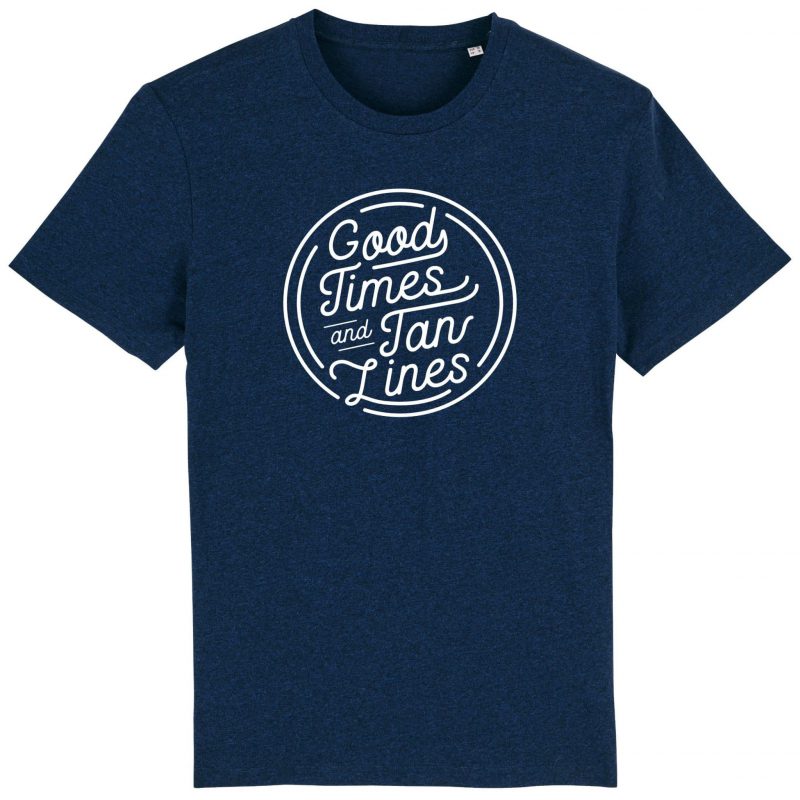 Unisex T-Shirt aus Biobaumwolle - "Good Times - Tan Lines" - black heather blue