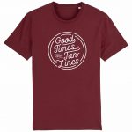 Organic T-Shirt “Good Times – Tan Lines” aus Bio Baumwolle in Burgundy