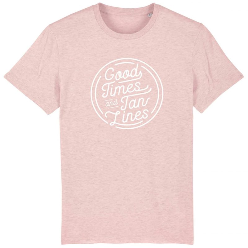 Unisex T-Shirt aus Biobaumwolle - "Good Times - Tan Lines" - cream heather pink