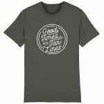 Organic T-Shirt “Good Times – Tan Lines” aus Bio Baumwolle in khaki