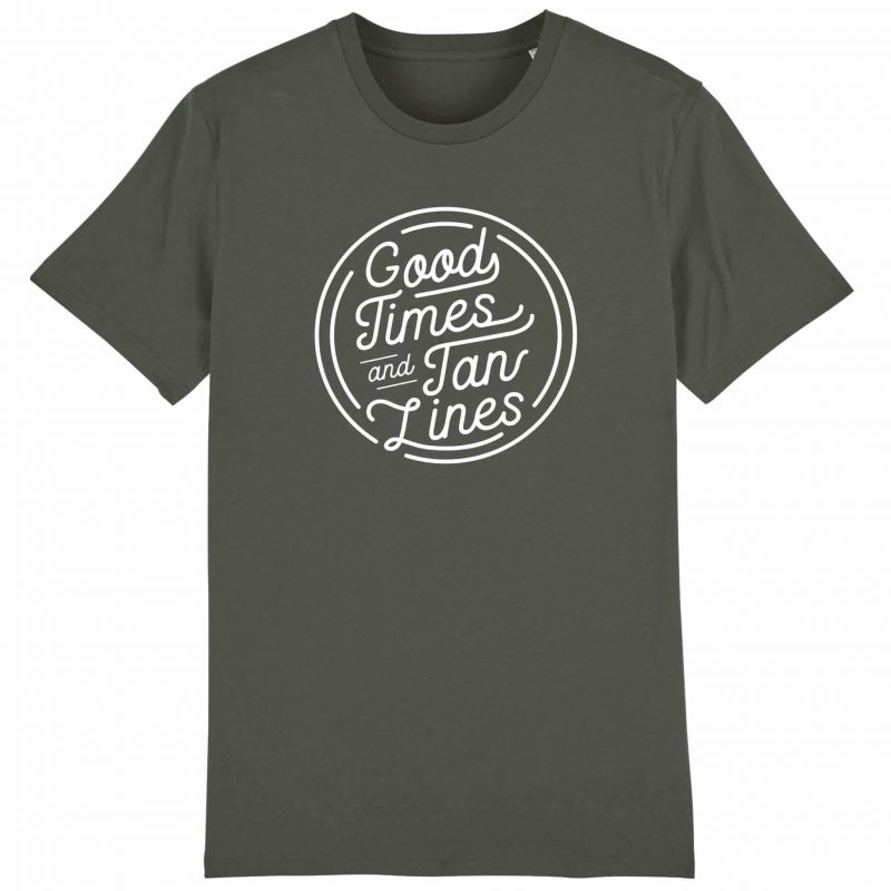 Unisex T-Shirt aus Biobaumwolle - "Good Times - Tan Lines" - khaki