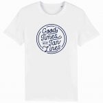 Organic T-Shirt “Good Times – Tan Lines” aus Bio Baumwolle in weiß