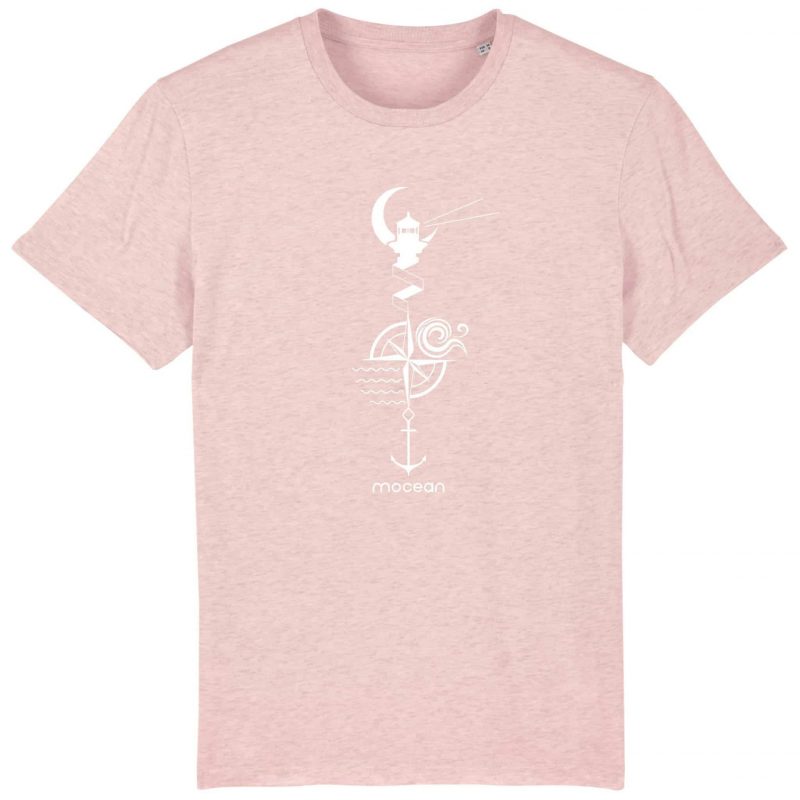 Unisex T-Shirt aus Biobaumwolle - "Leuchtturm" - cream heather pink