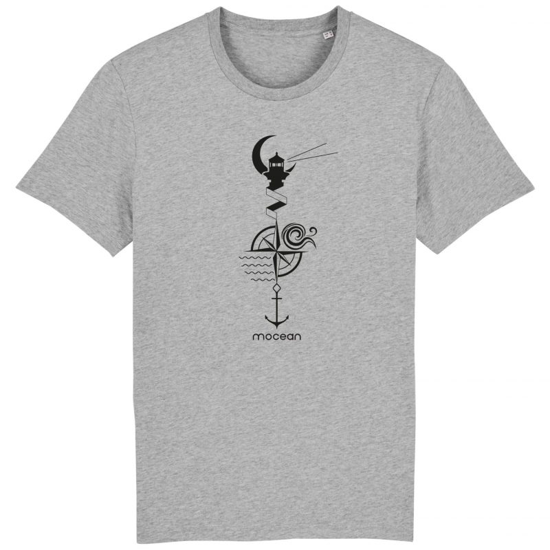 Unisex T-Shirt aus Biobaumwolle - "Leuchtturm" - heather grey