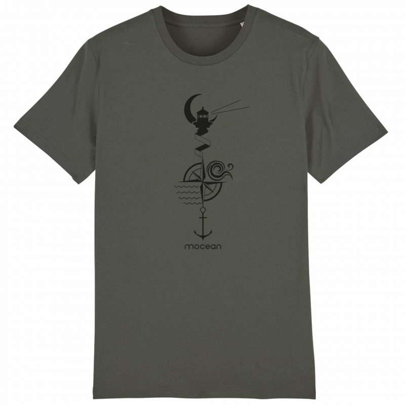 Unisex T-Shirt aus Biobaumwolle - "Leuchtturm" - khaki